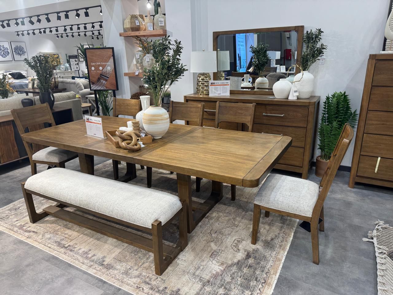Dining space with wooden table and chairs